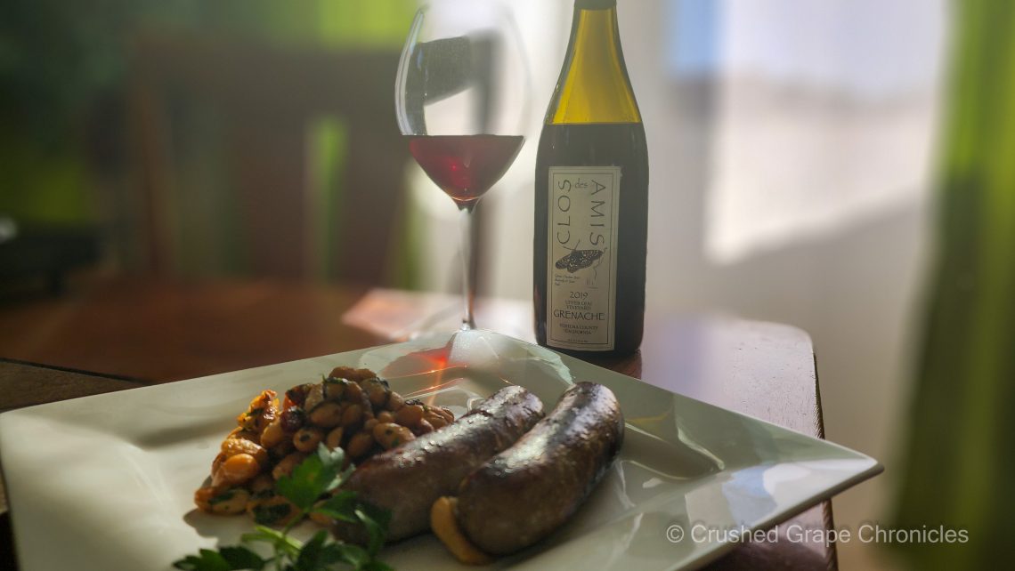 Clos des Amis 2019 Upper Ojai Vineyard Grenache with Butifarra amb Mongetes, or Catalan Beans and Sausage