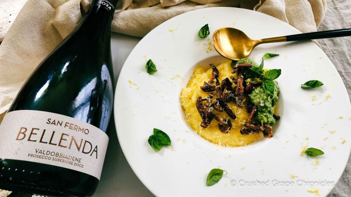 San Fermo with polenta mushrooms and pesto